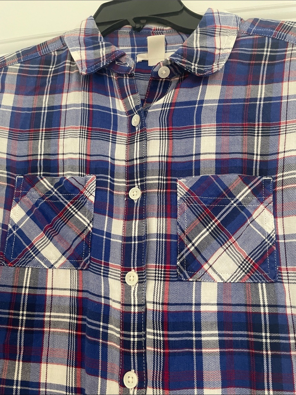 Caslon Blue White Red Plaid Button-Down Shirt - Picture 5 of 6